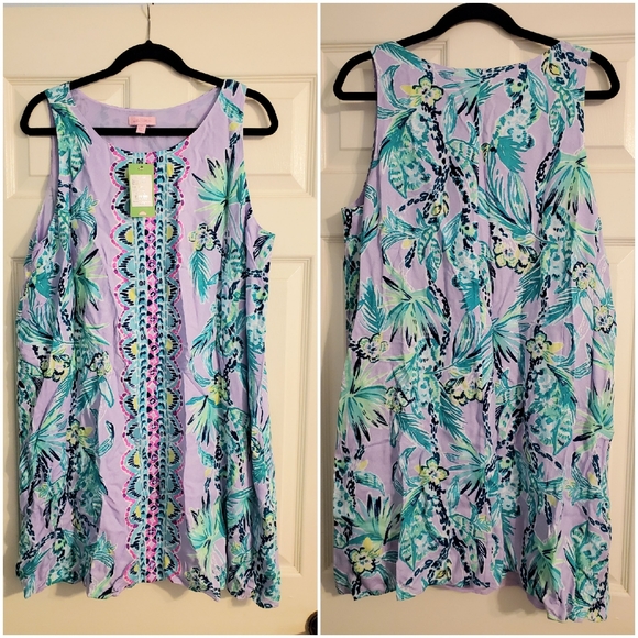 Light Lilac Verbena Its Impawsible Eng Woven Dress - Picture 3 of 8